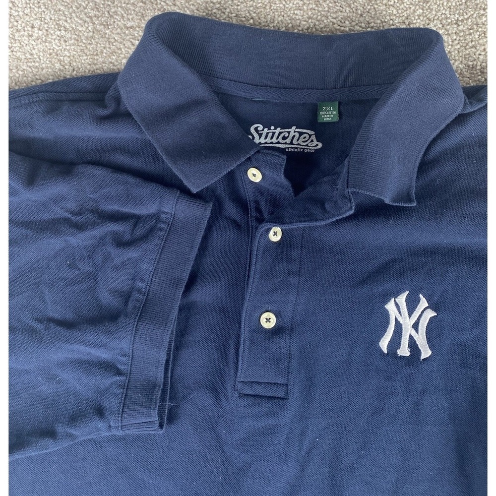 Stitches Athletic‎ Gear New York Yankees Polo Mens XXL Blue MLB Baseball Preppy